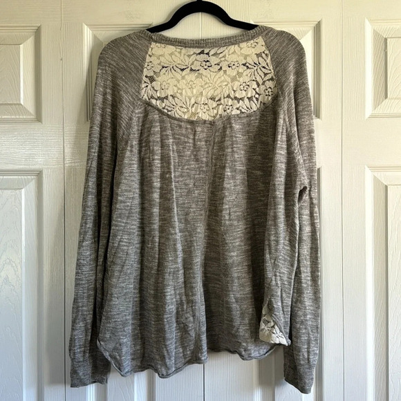 French Connection | Lace Knit Pullover | Gray/Cream | size M - Picture 9 of 9